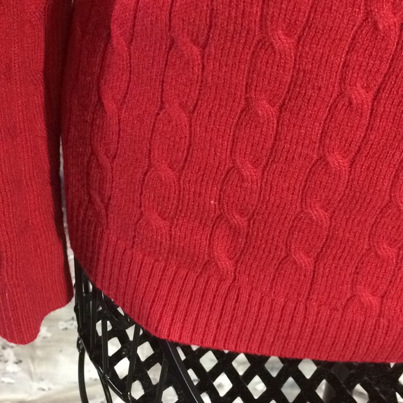 🌺NEW Ann Taylor LOFT RED Cable Sweater sz LP - Picture 5 of 6